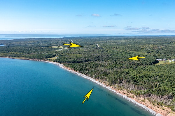 Air Photo of ocean front at Chedabucto Bay Estates, Private Acres and Islands